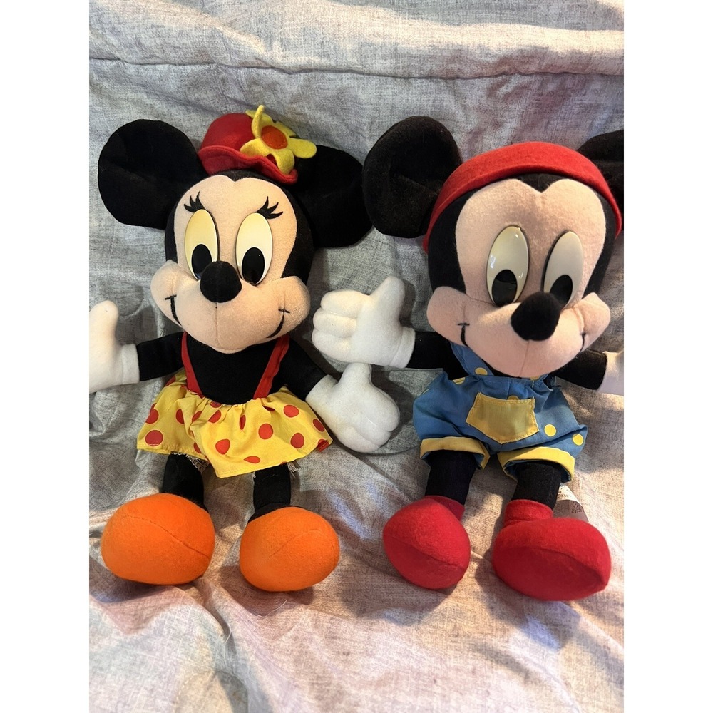 Vtg  Mattel Arcotoys 11" Mickey & Minnie Mouse‎ Plush Toys